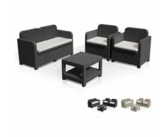 Salotto giardino Grand Soleil SORRENTO Polyrattan tavolino divano poltrone da esterni 4 posti