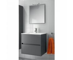 MOBILE SOSPESO GRIGIO OPACO CON LAVABO SPECCHIO E LAMPADA ALOGENA CERNIERE SOFT CLOSE Cm 81 X 46 X