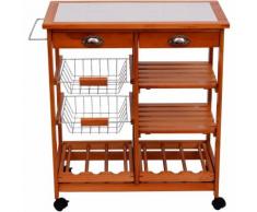 HomCom Carrello per Cucina in Legno e Metallo con 4 Ruote e Cassetti