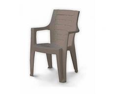 Sedia poltrona impilabile in resina da giardino terrazzo Cleopatra Taupe 003718