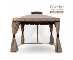 Gazebo 3X3 Metri In Alluminio Telo Impermeabile Zanzariera Antipioggia Giardino - BAKAJI