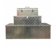 TRIS BOX ALLUMINIO GRANDE MEDIO E PICCOLO CASSETTE PORTA ATTREZZI 124X38,5X38 76X33,5X25 58X24,5X22