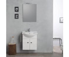 MOBILE SOSPESO 58CM CON LAVABO, SPECCHIO E LUCE ROVERE BIANCO SERIE FACILE - KIAMAMI VALENTINA