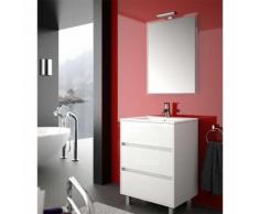 MOBILE BIANCO CON LAVABO SPECCHIO E LAMPADA ALOGENA CERNIERE SOFT CLOSE Cm 61 X 46 X 83 - GARAM