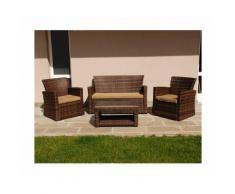 Set Salottino Polyrattan Marrone Divano Poltrone Tavolino Per Arredo Giardino - MY GARDEN