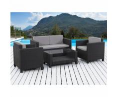 Salotto da giardino in resina intrecciata OTTAWA - ATLANTA - Nero - HABITAT ET JARDIN