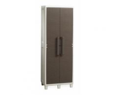 Armadio porta scope SANTORINI LINE S bianco latte\marrone effetto rattan - PLASTMECCANICA