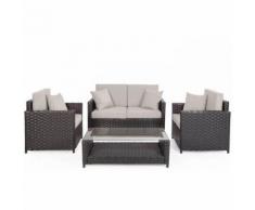 Set Salotto Da Giardino Divano Tavolo 2 Poltrone In Polyrattan Marrone Bertozzi Rebecca