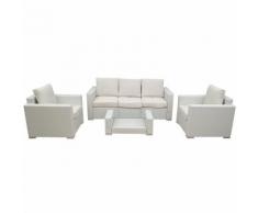 SET NEW ORLEANS SALOTTO ESTERNO IN ALLUMINIO E SIMIL RATTAN 1 DIVANO 2 POLTRONE E 1 TAVOLINO