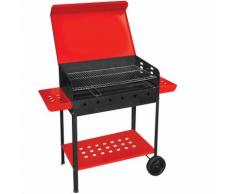 Barbecue a carbonella 60x40xh90cm con ripiani laterali e ruote 518ra