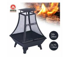 Barbecue Braciere In Accio a Carbone Con Parascintille H.130 cm Grill Carbonella - BBQ COLLECTION