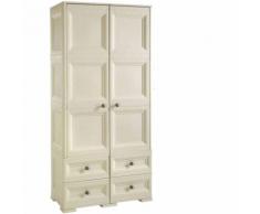 Armadio con 2 ripiani intermedi appendiabiti e 4 cassetti cm 79x43x164 colore Angora - Omnimodus