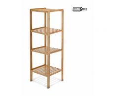 Scaffale a colonna Scaffalatura da bagno a 4 ripiani bamboo 112 x 36 x 36 cm - BAKAJI