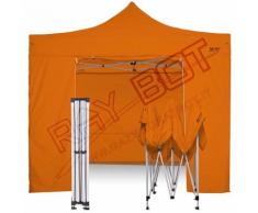 Gazebo Pieghevole 3x3 Arancione RAY BOT + 4 Teli Laterali PVC 350g