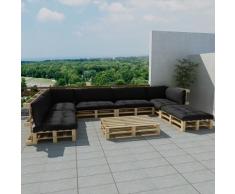 vidaXL Set 21 pz seduta da giardino con pallet in legno con 13 cuscini grigio