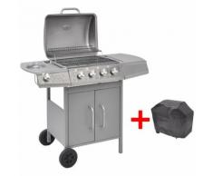 vidaXL Barbecue a Gas 4+1 Fuochi Argento