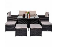 Set mobili da giardino in polyrattan 21 pezzi, marrone - OUTSUNNY