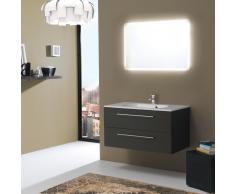Mobile Bagno 90 Cm Con Cassetti Boston In Tanner Specchio Retroilluminato