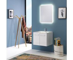 Mobile Bagno 60 Cm Con Ante Boston In Bianco Lucido Sp. Retroilluminato