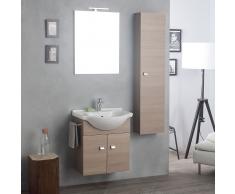Composizione Bagno Sospesa 58+31 Cm Con Colonna Rovere Fumo