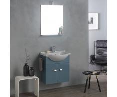 Mobiletto 58 Cm Bermuda + Lavabo In Ceramica, Specchio E Luce Alogena Piccoli Spazi