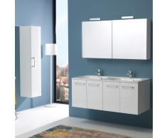 Mobile Bagno Da 120 Cm Quattro Ante Con Doppio Lavabo Boston In Bianco Lucido Specchio Contenitore