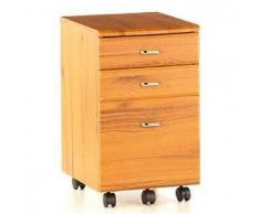 Cassettiera per ufficio EKON, con ruote, molto ampia, in legno color teak