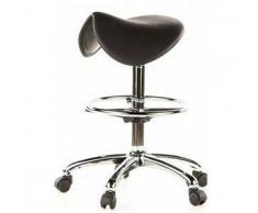 Sgabello di design WORK con ruote, rivestimento in cuoio nero