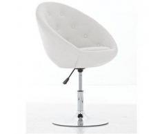 Poltroncina/sgabello BELFAST, imbottitura in similpelle stile Chesterfield, colore bianco