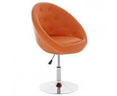 Poltroncina/sgabello BELFAST, imbottitura in similpelle stile Chesterfield, colore arancione
