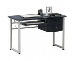 Scrivania per computer SUKO, struttura in metallo, ripiano e cassetti in legno, color nero