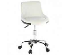 Sgabello o sedia per bambini STADY con ruote, elegante design in due colori, in pelle, bianco / nero