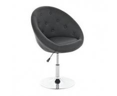 Poltroncina/sgabello BELFAST, imbottitura in similpelle stile Chesterfield, colore nero