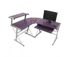 Scrivania per Computer EASY LINE in legno, spaziosa con ripiano tastiera, cm 140x115x72cm, color viola