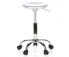Sgabello con ruote ALL ROUND, sedile girevole, base cromata, colore grigio