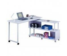 Scrivania per computer MAGALI, cm 135x55, piano estraibile, legno color bianco