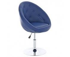 Poltroncina/sgabello BELFAST, imbottitura in similpelle stile Chesterfield, colore blu