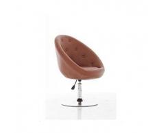 Poltroncina/sgabello BELFAST, imbottitura in similpelle stile Chesterfield, colore terra di siena