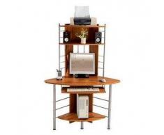 Scrivania per computer CORNER MAX, salvaspazio, in alluminio color teak