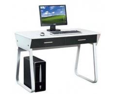 Scrivania di design per PC modello MIRA, con 2 ampi cassetti, cm 75,5x110x55, bianco
