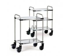 Carrello di servizio in acciaio cromato a 2 ripiani