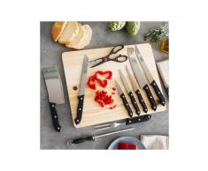 Set di Coltelli con Affilatore e Tagliere in Legno (11 pezzi)