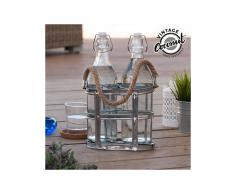 Bottiglie di Vetro con Portabottiglie Vintage Coconut