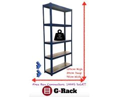 150 cm x 75 cm x 30 cm, blu a 5 ripiani (175KG per ripiano), capacità 875 kg garage bagagli scaffali, 5 anno di garanzia