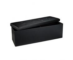 Relaxdays 10019045_46 Sgabello /Cassapanca, Pieghevole, 140 Litri, 114 X 38 X 38 cm, Nero
