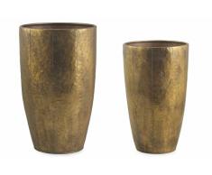 Villa d’Este Home Tivoli Tunisi Set 2 Portaombrelli Lisci, Metallo, Oro, 34 x 34 x 54.5 cm