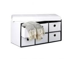 Relaxdays Cassapanca con 6 Scompartimenti, Ripiegabile, in Finta Pelle, HBT: 38 X 76 X 38 cm, Cassetti Rimovibili, Bianco