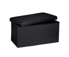 Relaxdays 10019044_46 Cassapanca Puff, Pieghevole, in Finta Pelle, 85 Litri di Capacita´, 76 X 38 X 38 cm, Nero