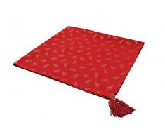 Villa d’Este Home Tivoli Noel Tovaglia Quadrata con Decoro Alberi di Natale, Cotone e Poliestere, Rosso, 100x100 cm