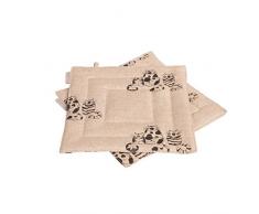 Vaitkute 219007 - Set di 2 presine Katzen misto lino con stampa motivo: gatti 50% lino e 50% cotone 40º 240 g/ m2 23 x 23 cm colore: naturale